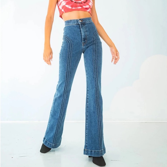 BRAND NEW revive denim roller girl flares size 25 - Picture 3 of 9